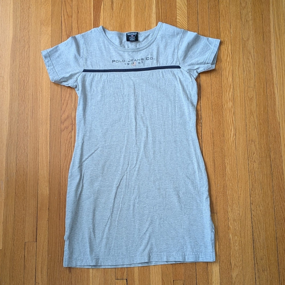 Vintage Polo Jeans Co Ralph Lauren gray 100% cotton t-shirt dress, size M